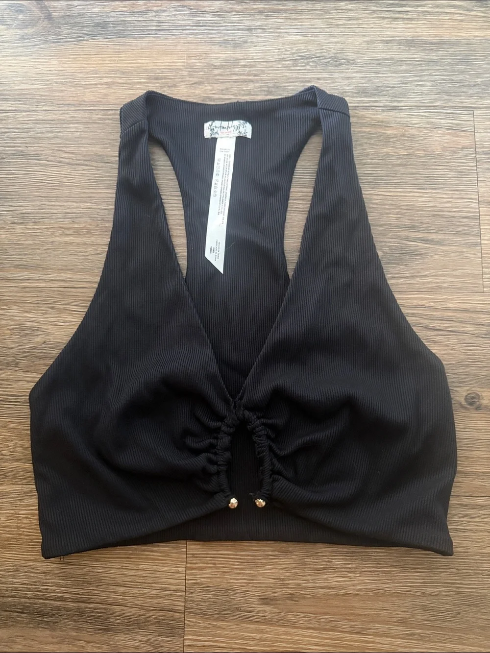 Free People Black Ribbed Racerback Crop - Picture 1 of 2